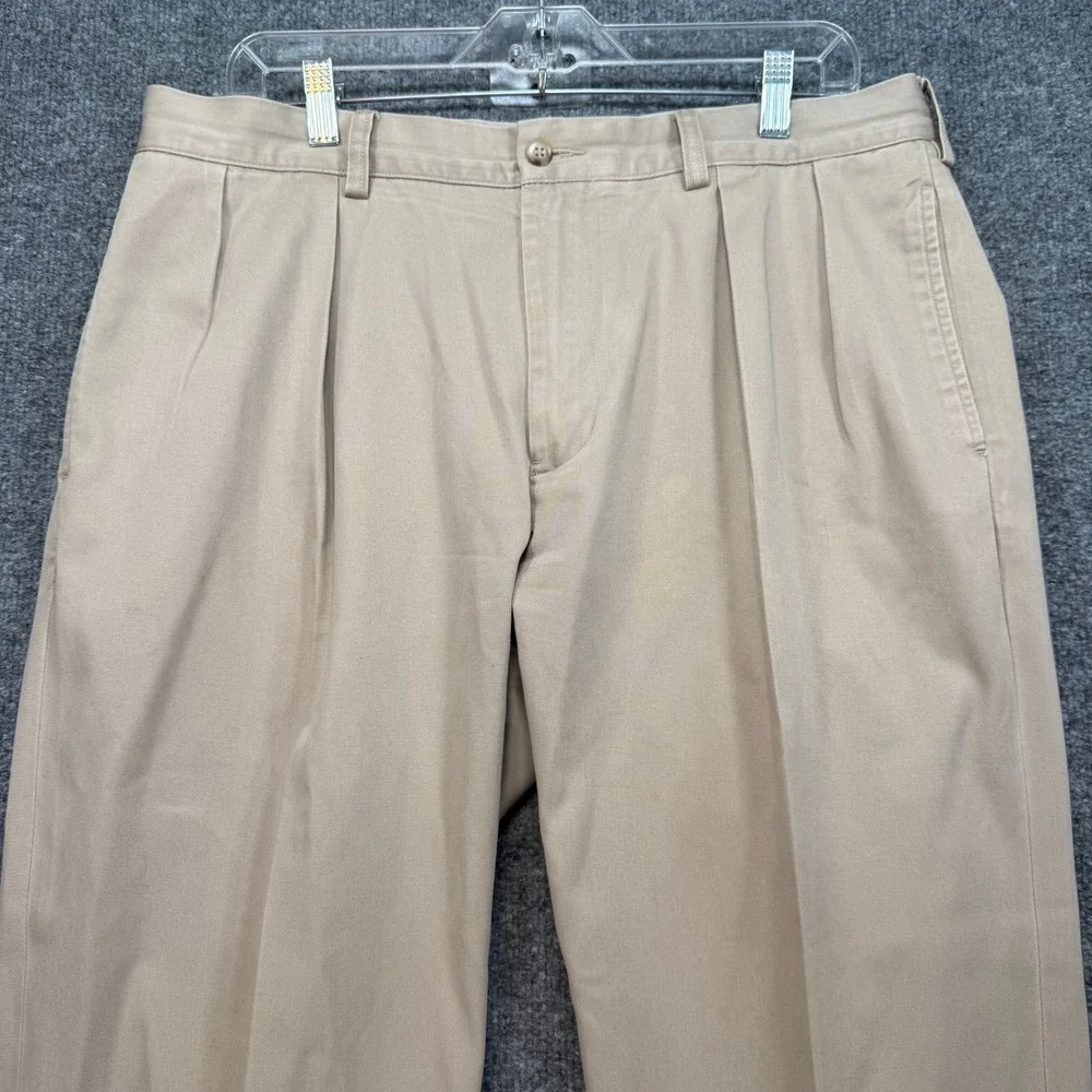 Polo Ralph Lauren Chino Pants Mens 35x32 Tan Pleated Classic Khaki‎ Trousers